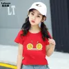 Tees çocuklar tişört sevimli limon meyve karikatür bisiklet baskılı üstler tee kısa kollu grafik yaz moda erkek kız giyim unisex tshirt