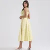 SUNINHEart Spaghetti Brap Summer Dress 2024 Элегантное миди -желтое платье с цветочным припечатками Сексуальные платья по случаю дня рождения женщины 240420