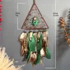 Dekorativa figurer Creative Triangle Dream Catcher Wind Chimes handvävd fjäder vardagsrum vägg hängande ornament julklapp hem