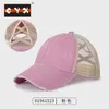 Coton personnalisé rétro en queue de cheval en difficulté sportive Sports Cap de baseball Femmes Sunshade Trucker Sunshade avec design vintage 240414