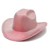 Chapéus de aba larga Chapéus de balde Partido mágico Disco Cowboy Hat Moda Fosphor Halloween Western Cowboy Hat Party Prom Premium Top Hat Fest Party Hats Sombrero Y240425
