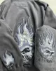 JNCO Suit Y2K Mens Hip Hop Skull broderade baggy jeans överdimensionerade hoodie Tvådelade byxor Sweatshirt sportkläder kläder 240416