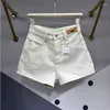 Shorts femininos distintos de bolso oblíquo jeans 2024 Spring Summer Summer All-Match Slimming A-Em forma de perna larga calças de perna
