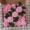 Fleurs décoratives yan 25pcs artificiel box réelle rose en mousse avec tiges pour bouquets de mariage bricolage