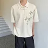 Men's Polos 2024 Spring Summer Chinese Style Bamboo Embroidery Retro Short Sleeve Polo Shirt Women's Casual Half