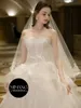 Французское легкое свадебное платье невеста 2024 Новое летнее главное платье высокое качество без бретелек.