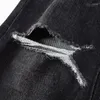 Jeans masculin streetwear mode homme rétro noir gris stretch skinny fit trou de marque de marque de marque hip hop pantalon crayon en jean
