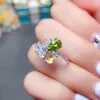Cluster Rings Natural Topaz And Diopside Citrine Fishion Design For Women Engagement Ring Silver 925