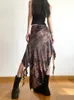 Kjolar houzhou vintage sexig streetwear semester kvinnor amerikansk retro harjuku oregelbunden rufflad design bandage kjol sommar 2024
