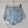 Dames shorts mode street metal diamant denim sexy meisje 2024 lente zomer zaklekkage lekkage buit vrouwen kleding