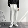 Hommes blancs pantalons droits mode coréen pantalon en vrac décontracté drapé baggy blanc large pant