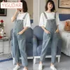 Maternity Bottoms 2024 Spring Fashion Denim Maternity Jumpsuits Wide Leg Loose Straight Overalls Pants Clothes for Pregnant Women Pregnancy JeansL2404