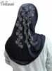 히잡 Bohowaii Ramadan Jersey Bonnet Hijab Femme Musulman Khimar Abaya Islam Diamonds 무슬림 여성을위한 터번 인스턴트 스카프 D240425