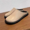 Zapatos informales de cuero para damas Toes redondos líneas de coser mulas femeninas tacones planos Chassure femme sólido zapatos de mujeres de Mujer