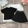 New Princess dress summer kids tracksuits baby clothes Size 90-150 CM Shiny hot diamond decoration T-shirt and short skirt 24April