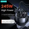 Laddare USAMS 245W Digital Display Fast Car Charger för iPhone iPad MacBook 5 Ports USB A C Snabbladdare för Huawei Xiaomi Samsung