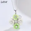 Laya 925 Sterling Silver Fashion Natural Shell Bloem Hoogwaardige Zirkoon Zirkoon Zakjes Parelsketting voor vrouwen Wedding Sieraden 240412