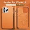 Cajas de teléfonos celulares Cuero de lujo para Magsafe Magnetic Case para iPhone 15 14 13 Pro Max Plus Mini con animación Cases de teléfonos Cases 240423