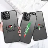 Mobiltelefonfodral matt transparent bakre telefonfodral för iPhone 15 14 13 12 11 Pro Max X XR XSmax 7 8 Plus Palestine Flag Map Passport Cover 240423