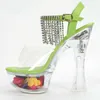 Klänningskor Womens Summer Sexy Versatile Rhinestones High Heel Sandals D115 Series 15cm 5cm Platform LFD H240425 V4Z2