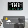 Zegary 25*16*3 cm duże cyfrowe zegar ściany wilgotność Data Automatyczna ściemnianie stolika pogody 12/24H budziki LED