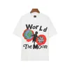 Camisetas de camisetas masculinas personagem mundial do planeta impressão branca preta camisetas para homens e mulheres manga curta Crega de algodão folggy algodão de algodão