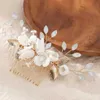 Wedding Hair Jewelry Bridal Wedding Hair Accessories Flower Shiny Rhinestones Hair Combs Jewelry Women Silver Gold Bride Headpiece Party Bridesmaid d240425