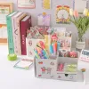 Boats Zk30 2 in 1 Multifunctional Desktop Organizer Kawaii Abs Pen Holder Books Stand Holder Bookends Sticker School Stationery