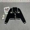 Kvinnors stickor Tees Designer 23 Autumn New B Family Suit Collar Maze Jacquard Slim Knit Cardigan For Women Yrj3