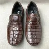 Sıradan Ayakkabı Otantik Egzotik Timsah Deri Erkek Yumuşak Yürüyüş Daireleri Gerçek Gerçek Talif Deri Erkek Kanca Döngü Günlük Somunlar