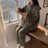 Frauen Nachtwäsche Winter Reißverschluss Pyjamas Set Women Loungewear Flanell Warm Hausanzüge Hauswear Ladies Plüsch Lounge Schlafkleidung