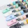 Milicone e perle in legno Porta clip fittizio Clip graziose ciuccio così tanto giocattolo per la dentizione per bambini per la masticazione del bambino zz