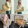 Beach Bags Ladies Single Shoulder Cotton Bag Women's Large Capacity Woven Grass Tote Vacation Summer