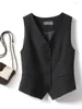 Women's Tanks V-neck Fashion Women Summer Tank Top Office Lady Casual Solid Color Vest Sleeveless Cardigan