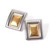 2024 Fashion Women Square Rectangular Stud Oreads Oreads Wholesale Lady Silver Steel Moucles d'oreilles Ins Hip Hop Style