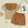 Vêtements Ensembles Citgeesummer Baby Baby Boys Boys Set Set Sleve Cabinage à rayures T-shirt élastique Shorts Tenue Vêtements