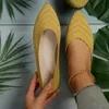 Pointed Toe Solid Womens Color Knitted Slip on Casual Breathable Ballet Flats Flat Shoes Women Loafers 240412 388e
