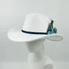 Szerokie brzeg kapelusze wiadra kapelusze nowe kowboj czapka złota aksamitne pawie pióra majsterkowicz retro podwójne wklęsły kowbojski kapelusz mężczyźni i kobiety jazz kowbojski kapelusz y240425