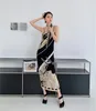 Vestidos informales Diseñador Tingfly Fashion Patrón floral Knitting Midi Midi Long Dress Lady Knitwear