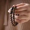 Braccialette fatte a mano Bracciale a doppio strato perle in legno di sandalo in stile cinese gioielli in legno unisex