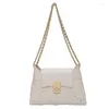 Sacs à bandouliers Sac à bandoulière carré tissé 2024 Fashion High Quality Pu Leather Femme's Designer Handbag Chain Messenger Purse