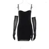 Casual Dresses Women's Fashionable Sleeves Slit Dress With Shiny Tube Top