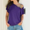 Women's Blouses Irregular Criss Cross Blouse Patchwork Tops One Shoulder Solid Shirt Hollow Summer S-5XL