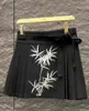スカートハイエンド刺繍ファルダス2024ブラックショーツハイウエストミニプリーツスカート女性韓国ドンダムン品質服