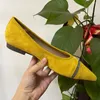Chaussures décontractées en cachemire à la main à la main au citron plat jaune confortable et polyvalent quatre saisons