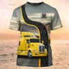 Men's T-Shirts New Trucker Shirt Mens T-shirt 3D Truck Print Uniform Short Sleeve Tops 2024 Harajuku Clothing Summer O Neck Oversized PulloverL2404