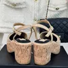 Wedge Women Designer Sandals Sandálias Cobrar Plataforma de salto alto 7 cm de dedos de dedo do pé