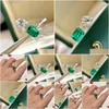 Rings Charm Emerald Dimaond Promise Ring 925 Sterling Sier Engagement Band for Women Bridal Jewelry Gift Drop Delivery Otkvr