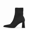 أحذية الموضة الحياكة المرأة في الكاحل أحذية الأحذية أحذية الأحذية أنثى الكعب العالي المدببة إصبع القدم السيدات أحذية قصيرة تمتد أحذية H240425