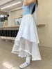 Saias saia chique para mulheres 2024 Irregular Flouced Galze gaze Patchwork Roupas femininas A-line Solid Designer Summer Dropship